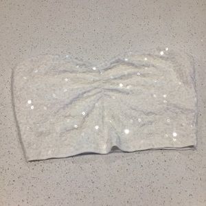 White sequin bandeau top
